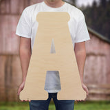 Man holding wooden name sign in block font