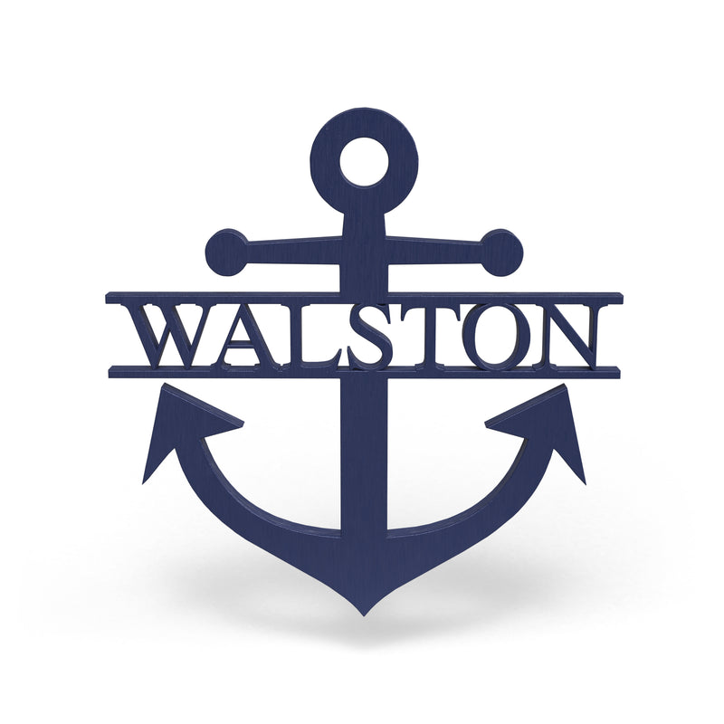 Anchor Last Name Wooden Monogram Sign