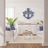 Anchor Last Name Wooden Monogram Sign