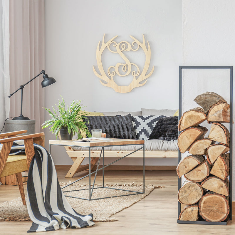 Antler Wooden Monogram Sign