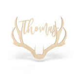 Antler Name Wooden Monogram Sign - Script