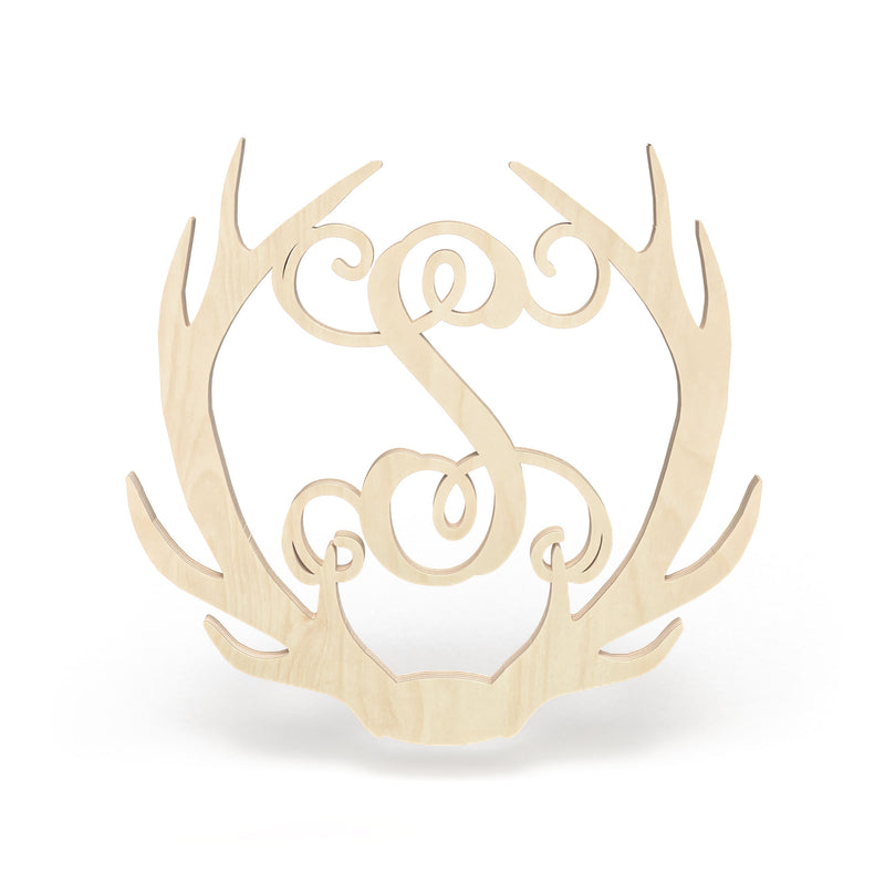 Antler Wooden Monogram Sign