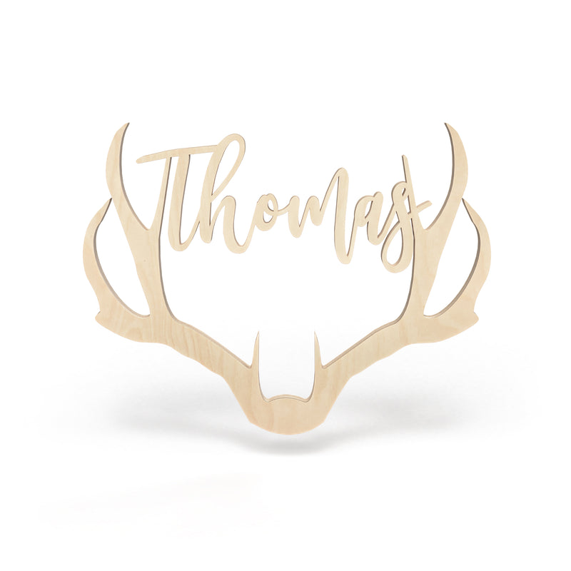 Antler Name Wooden Monogram Sign - Script