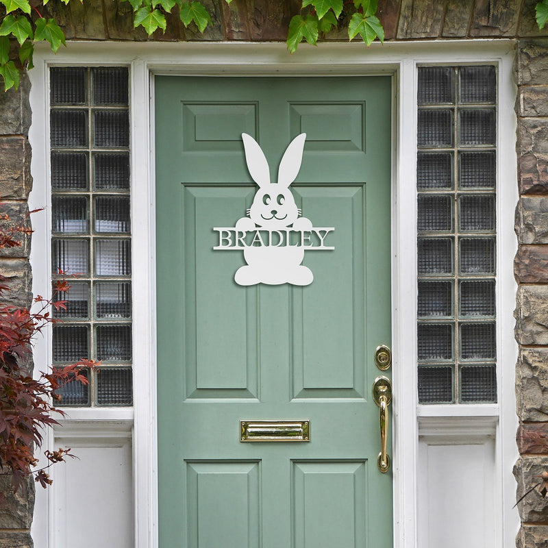 Bunny With Family Name Sign