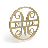 Circle Cut Last Name Wooden Monogram Sign