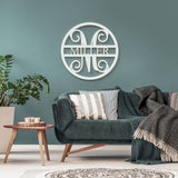 Circle Cut Last Name Wooden Monogram Sign