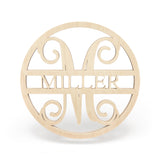 Circle Cut Last Name Wooden Monogram Sign