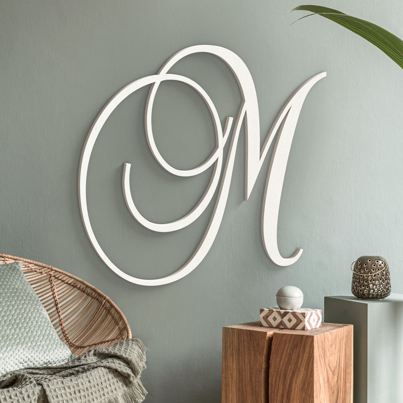 Curved Letter Wooden Monogram Sign