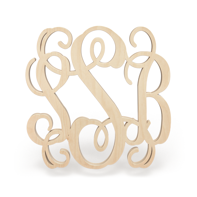 Regular 3-Letter Wood Monogram Sign