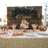 gold wooden name sign for wedding table decor